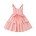 Summer Dresses For Girls Toddler Casual Strap Multiple Color Solid Color Sleeveless Button Front Belted Summer Camisole Formal Dress