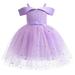 4T Baby Girls Dress Princess Dress Party Dress 5T Girls Birthday Dress Wedding Party Dress Formal Off-the-shoulder Solid Color Stars Sequins Purple Tulle Dress