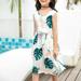 Herrnalise Gilrs DressesGirls Sleeveless Flower Print Dresses Kids Summer Dress Round Neck Boho Pleated Mid-Length Beach Dresses 3-4 YearsWhite