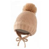 Sun Hat For Baby Boys Soft Warm Knit Winter With Earflap Scarf Hood Sun Hat Beige One Size 0-3Y