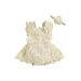 Infant Baby Girls Romper Summer Sleeveless Square Neck Floral Lace Casual Party Street Bodysuit with Head Band