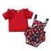 Itsun Toddler Outfits for Girls Baby Girls Cotton Leopard Fruit Print Overalls Cute Clothes Tow-piece