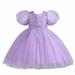 Funicet Toddler Girls Summer Dresses Sleeveless Round Collar Printed Dresses Embroidery Mesh Gauze Dresses Princess Dresses