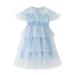 Girls Dresses Summer Toddler Fly Sleeve Star Moon Paillette Princess Rainbow Tie Dye Dance Party Ruffles Clothes Formal Dress