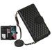 K-Lion for Samsung Galaxy A32 5G Wallet Case with 9 Card Slots Durable PU Leather Magnetic Flip Lanyard Strap Wristlet Zipper Pocket Wallet Phone Case Black