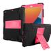 For Apple iPad 9th Gen 2021 / iPad 8th 2020 / iPad 7th 2019 10.2 Defender Built In Stand Dual layer Shockproof Heavy Duty Hybrid Silicone Tablet Case Cover Black/Pink