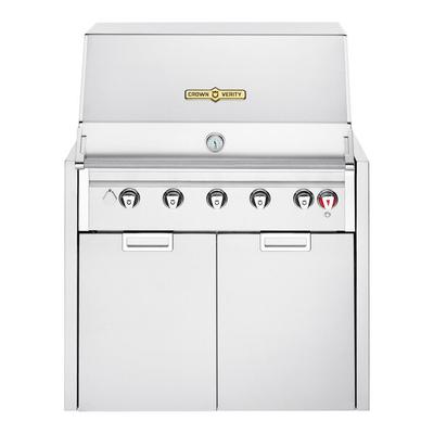 Crown Verity IGM36LP Infinite Series 36" Liquid Propane Modular Grill with Roll Dome, Bun Rack, 2-Door Cabinet, and Propane Holder - 79,250 BTU