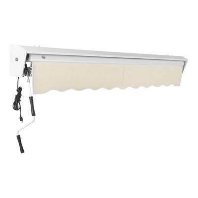 Awntech Destin 16' Linen Heavy-Duty Left Motor Retractable Patio Awning with Protective Hood