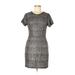 Collective Concepts Casual Dress - Sheath Crew Neck Short sleeves: Black Animal Print Dresses - Women's Size Medium - Print Wash