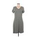 T by Talbots Casual Dress - A-Line V Neck Short sleeves: Green Print Dresses - Women's Size Small