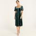 J. Crew Dresses | J. Crew Puff Sleeve Square Neck Velvet Midi Dress, Size 4 | Color: Green | Size: 4