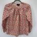 J. Crew Tops | J. Crew Women 0 Popover Blouse Liberty Fabric Smocked Neck Floral Cotton Cottage | Color: Green/Pink | Size: 0