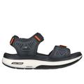 Skechers Men's GO WALK Workout Walker Sandal Sandals | Size 13.0 | Charcoal/Orange | Textile/Synthetic | Vegan | Arch Fit | Hyper Burst