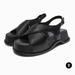 Zara Shoes | New Zara Leather Cross Strap Platform Sandal Black Us 7.5 Eur 38 | Color: Black | Size: 7.5