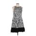 R&K Casual Dress - A-Line Crew Neck Sleeveless: Black Color Block Dresses - Women's Size Medium - Print Wash