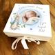 New Baby Shower Boy Blue Photo Peter Rabbit Square Keepsake Hamper Gift Box