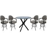 Hokku Designs Antiana 4 - Person Counter Height Dining Set Glass/Metal in Black | 35 H x 42 W x 42 D in | Wayfair B59771D39F70421CAD549EAAF2C06162