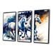 Union Rustic Dorell Herd Of Horses Running V - 3 Piece Print on Canvas Metal in Blue/Brown/White | 32 H x 48 W x 1 D in | Wayfair