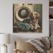 Red Barrel Studio® Dog Sitting On The Laundry III - Unframed Print on Wood in Black/Brown/Green | 16 H x 16 W x 1 D in | Wayfair