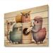 Indigo Safari Epsom Llama's Building A Tower Of Toilet Paper - Unframed Print on Wood in Blue/Brown/Pink | 12 H x 20 W x 1 D in | Wayfair