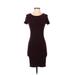 Forever 21 Casual Dress - Bodycon Scoop Neck Short sleeves: Burgundy Print Dresses - Women's Size Small