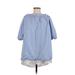 Soprano Casual Dress - Shift Crew Neck Short sleeves: Blue Checkered/Gingham Dresses - Women's Size Medium