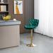 21.65" W Velvet Upholstered 2PC Barstools, Hight Chairs with Tufted Cushion, Gold Metal Base and Footrest