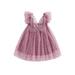 Licupiee Infant Girls Butterfly Pineapple Print Dress Summer Kid Baby Fly Sleeve V Neck A-line Dress Tutu Prom Gown Cute Clothes