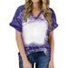 WQJNWEQ Womens Tops Summer Loose Fit Casual Loose Blouse Tiy-Dye Printing V Neck T-Shirt Shirts Blouse Print Tee Gifts for Women