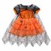 1-5T Kids Girls Witch Lace Princess Dress Little Girls Halloween Pumpkin Party Costume Dresses