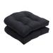 2Pieces Tufted Pad Wicker Seat Cushions Round Back Outdoor/Indoor Patio Black