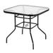 Tcbosik 32in Patio Tables Patio Bistro Tables Outdoor Dining Tables Square Tempered Glass Patio Table with Umbrella Hole for Lawn Balcony Yard