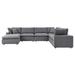 Modular Lounge Sectional Deep Sofa Set Sunbrella Grey Gray Fabric Modern Contemporary Outdoor Patio Balcony Cafe Bistro Garden Furniture Hotel Hospitality