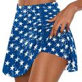 Efsteb American Flag Athletic Shorts for Women Summer Fashion Stretchy Yoga Pleated Tennis Skirts Fake Two Piece Workout Skirt Shorts Blue M