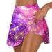Womens Flowy Athletic Shorts 2 in 1 Casual High Waist Gym Yoga Shorts Tie-Dye/Stars/Polka Dot Print Tennis Skirts Pleated Skirt Shorts(S Hot Pink)