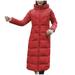 YFPWM Women s Jackets Lightweight Office Jacket Spring Fashion Slim Fit Coat Fashion Winter Long Coat Hooded Warm Cotton Long Sleeve Red XXL