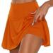 Mlqidk Golf Skorts Skirts for Women High Waisted Skorts Skirts Stretchy Built In Shorts Workout Golf Skort Orange XL