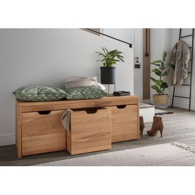 Schuhbank HOME AFFAIRE "Dura", braun (buche), B:120cm H:45cm T:40cm, Massivholz, Sitzbänke, inklusive Schubladen in 3 Breiten Image
