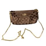 Coach Bags | Coach Signature Brown Fabric Clutch & Gold Chain Crossbody Mini Purse | Color: Brown/Gold | Size: Os