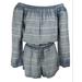 Anthropologie Pants & Jumpsuits | Cloth & Stone Anthropologie Striped Chambray Romper Soft Tencel Off Shoulder Xs | Color: Blue/White | Size: Xs