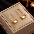 Anthropologie Jewelry | 18k Gold Plated Titaium Safety Pin Style Earrings 2” | Color: Gold/Tan | Size: 2”