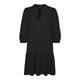 VERO MODA Damen Kurzes Crepe Kleid mit Kordel Midi Dress 3/4 Ärmel Sommerkleid Tunika, Farben:Schwarz, Größe:XL