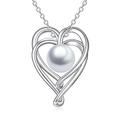 Richardson & Clark Pearl Necklaces, Freshwater AAA Grade 9-10mm Pearl, Rhodium Plated, 925 Sterling Silver Necklaces For Women, Heart Necklace, Gifts for Wife, Gift For Her Anniversary