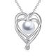 Richardson & Clark Pearl Necklaces, Freshwater AAA Grade 9-10mm Pearl, Rhodium Plated, 925 Sterling Silver Necklaces For Women, Heart Necklace, Gifts for Wife, Gift For Her Anniversary