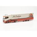 Herpa 315296 Mercedes-Benz Truck DAF XG+ Reefer semitrailer Tractor J.M.Driebergen, on a Scale of 1 : 87, Plastic Miniature, Made in Germany, Model Building, Collectors Edition, White, Orange
