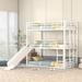 Triple Bunk Bed for 3, Heavy-Duty Steel Metal Bunk Bed Frame with Ladder,Safety Guardrail, Divided into Platform & Loft Bed