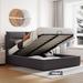 Queen Velvet Upholstered Platform Bed with Hydraulic Storage System & Headboard, for Small Spaces, No Box Spring Needed, Grey