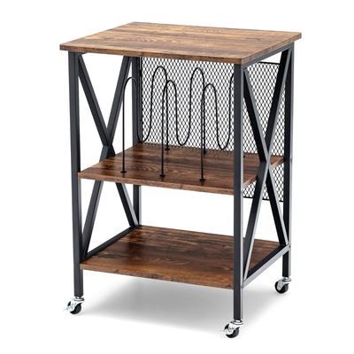 Costway 3-tier Rolling Turntable Stand Vinyl Record Storage Shelf with - See Details