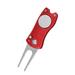 All Metal Stainless Steel Foldable Divot Repair Tool Ball Marker Pitch Fork Putting Green Repair Kit Golfer Training Accessory (Red)