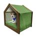 Green Pet House Hand Drawn Style Grass Pattern Abstract Simplistic Environmental Growth Eco Outdoor & Indoor Portable Dog Kennel with Pillow and Cover 5 Sizes Lime Green Emerald by Ambesonne